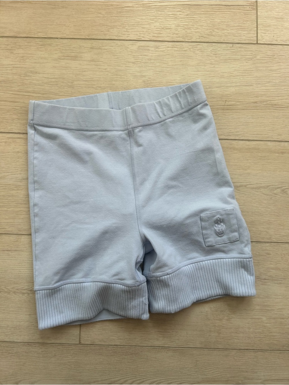 FP Movement by Free People Pale Blue Knit Bike Shorts with Patch